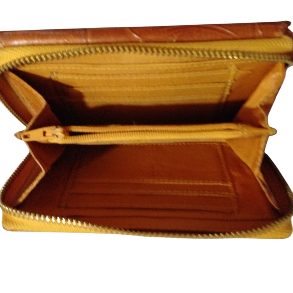 Valentina Wallet Caramel Brown Small Trifold Embossed Wallet - Picture 5 of 12